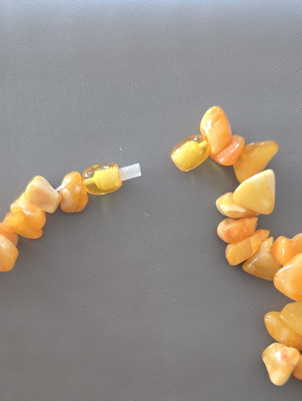 Vintage Baltic Butterscotch Egg Yolk Amber Nugget Necklace - Picture 4 of 7